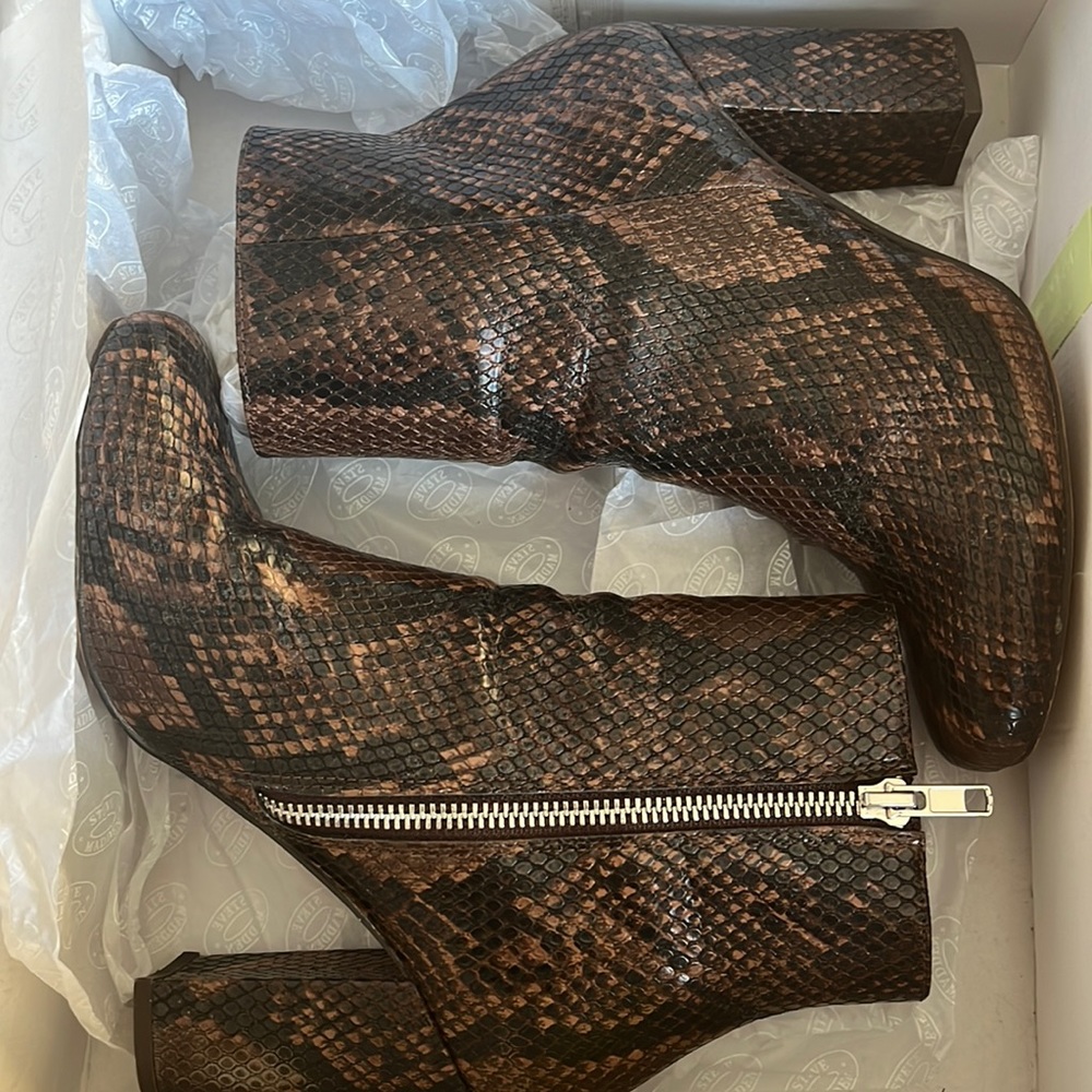 Brown Snake Skin Pixie Bootie size 6